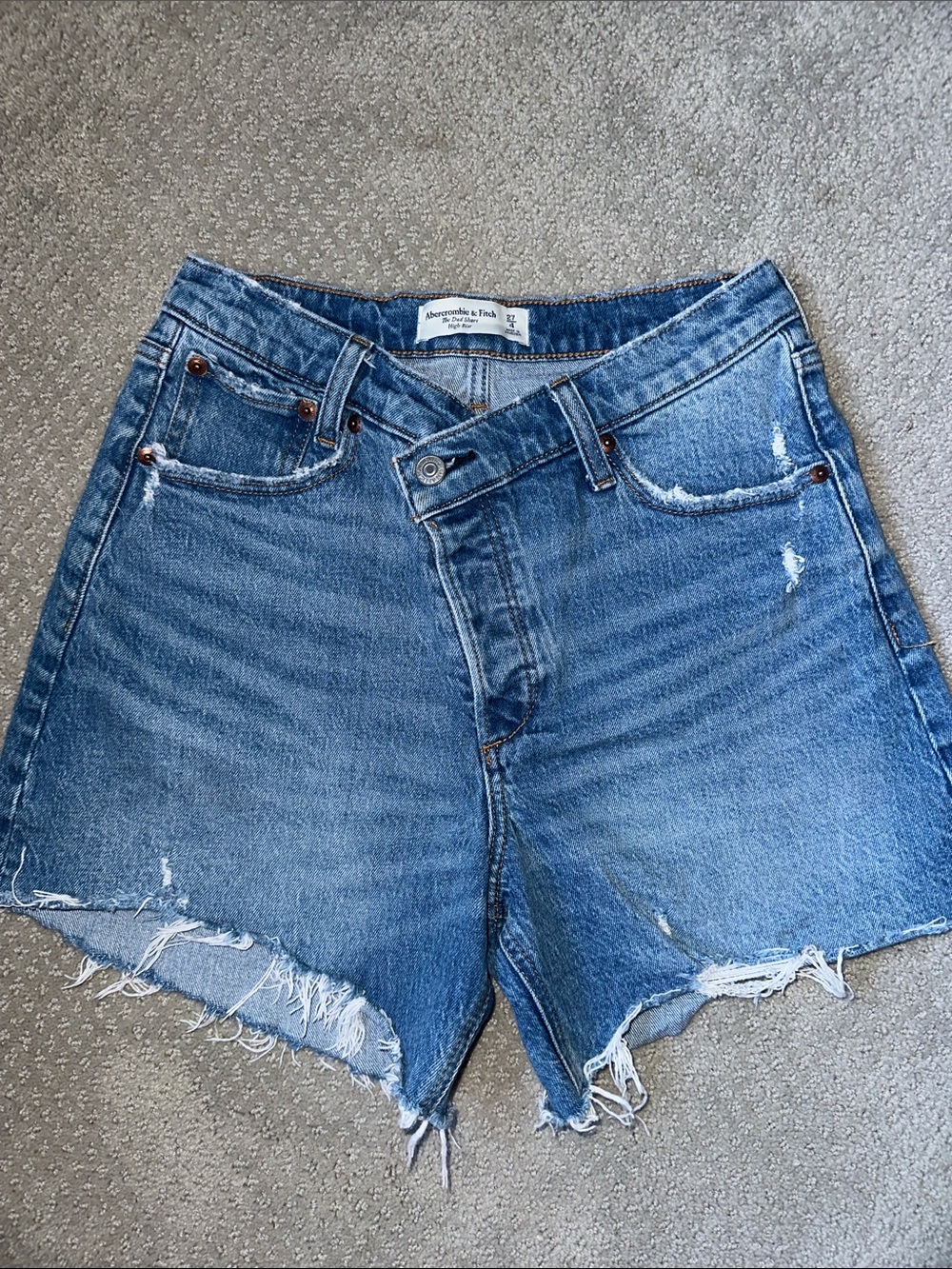 EUC! Abercrombie & Fitch Light Blue High-Rise Distressed Denim Shorts